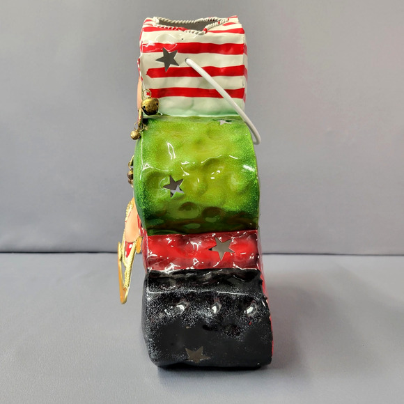 Vintage Home Interiors Christmas Elf Tea Light Lantern Tin Metal 9.5" - Picture 6 of 12